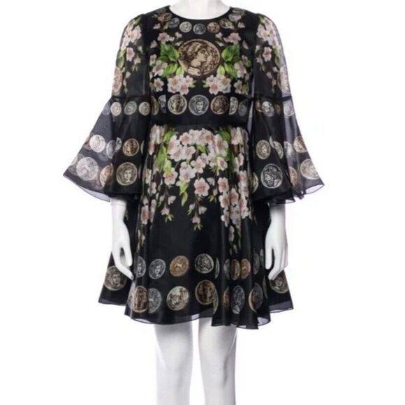 NWOT Dolce&gabbana Roman Floral Print Dress Size 38 - Picture 3 of 9